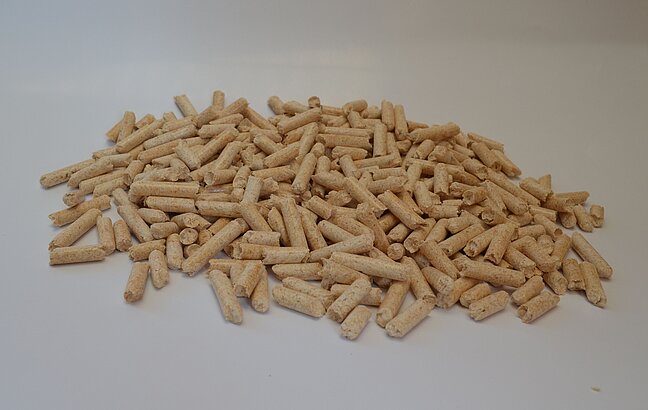 Holzpellets auf einem weissen Blatt