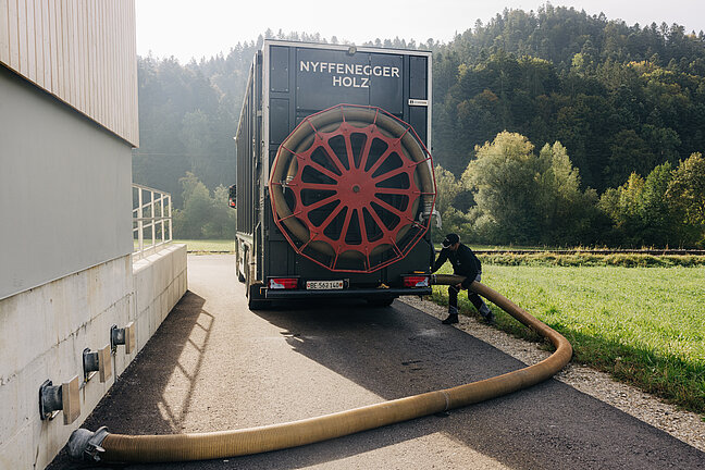 Pumpsystem zum Ausliefern der Holzschnitzel